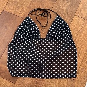 Edikted Black and White Polka Dot Halter Crop Top